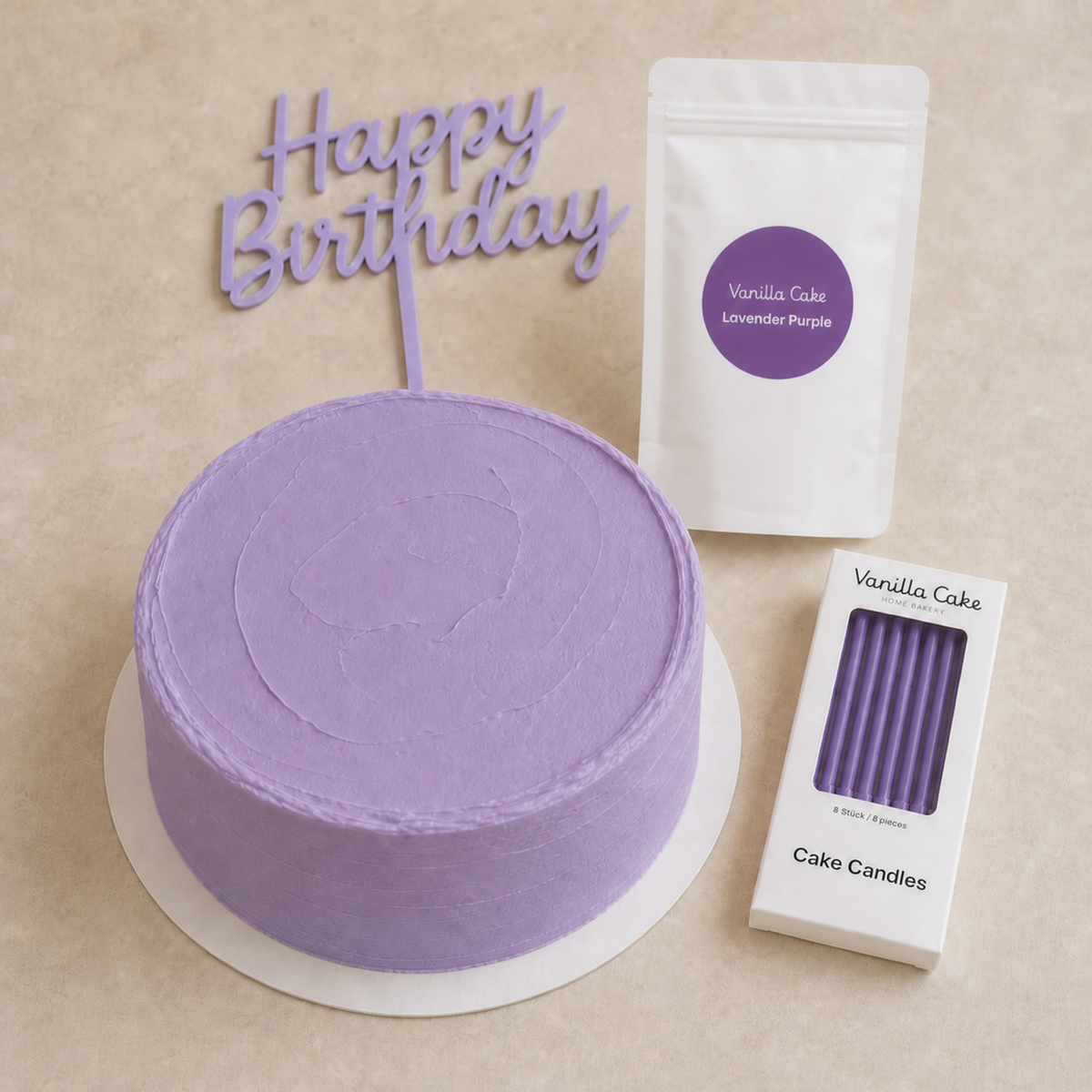 Happy Birthday Cake Topper -Lavender Purple