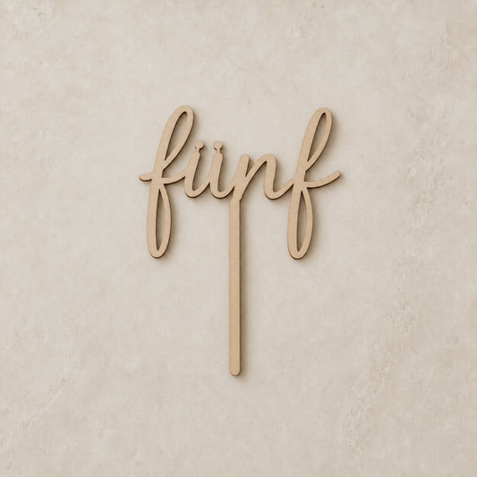 Fünf Cake Topper - Holz