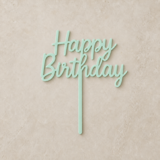 Happy Birthday Cake Topper - Mint Green