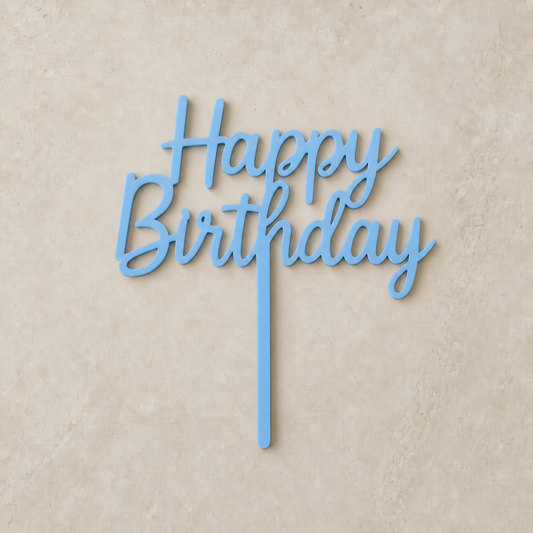 Happy Birthday Cake Topper - Sky Blue