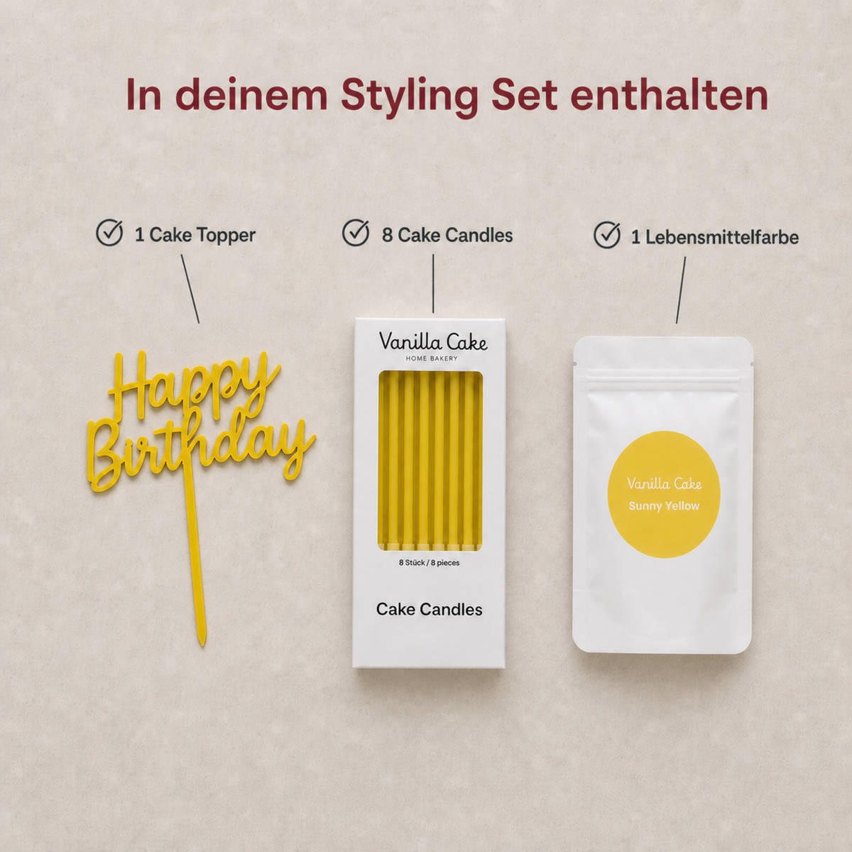 Happy Birthday Styling Set - Sunny Yellow